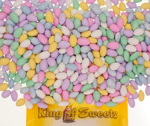 Sconza's Jordan Almonds Surtido - Almendras recubiertas con cáscara de caramelo duro 1 libra en una bolsa resellable a granel King Of Sweets