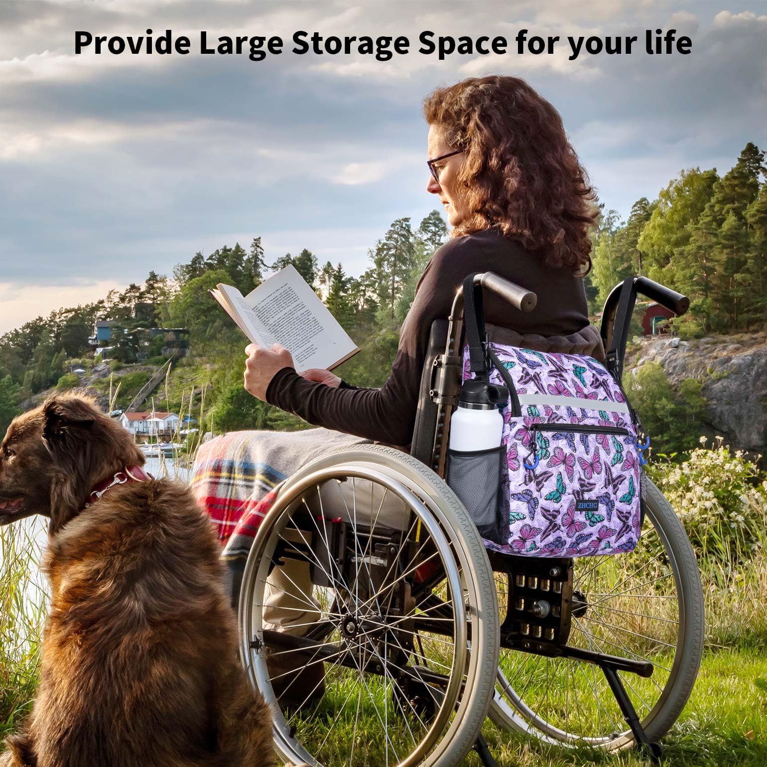 ZHCHG Bolsas para silla de ruedas, mochila para silla de ruedas con soporte para tazas, bolsas para sillas de ruedas para colgar en la parte posterior, accesorios para sillas de ruedas eléctricas