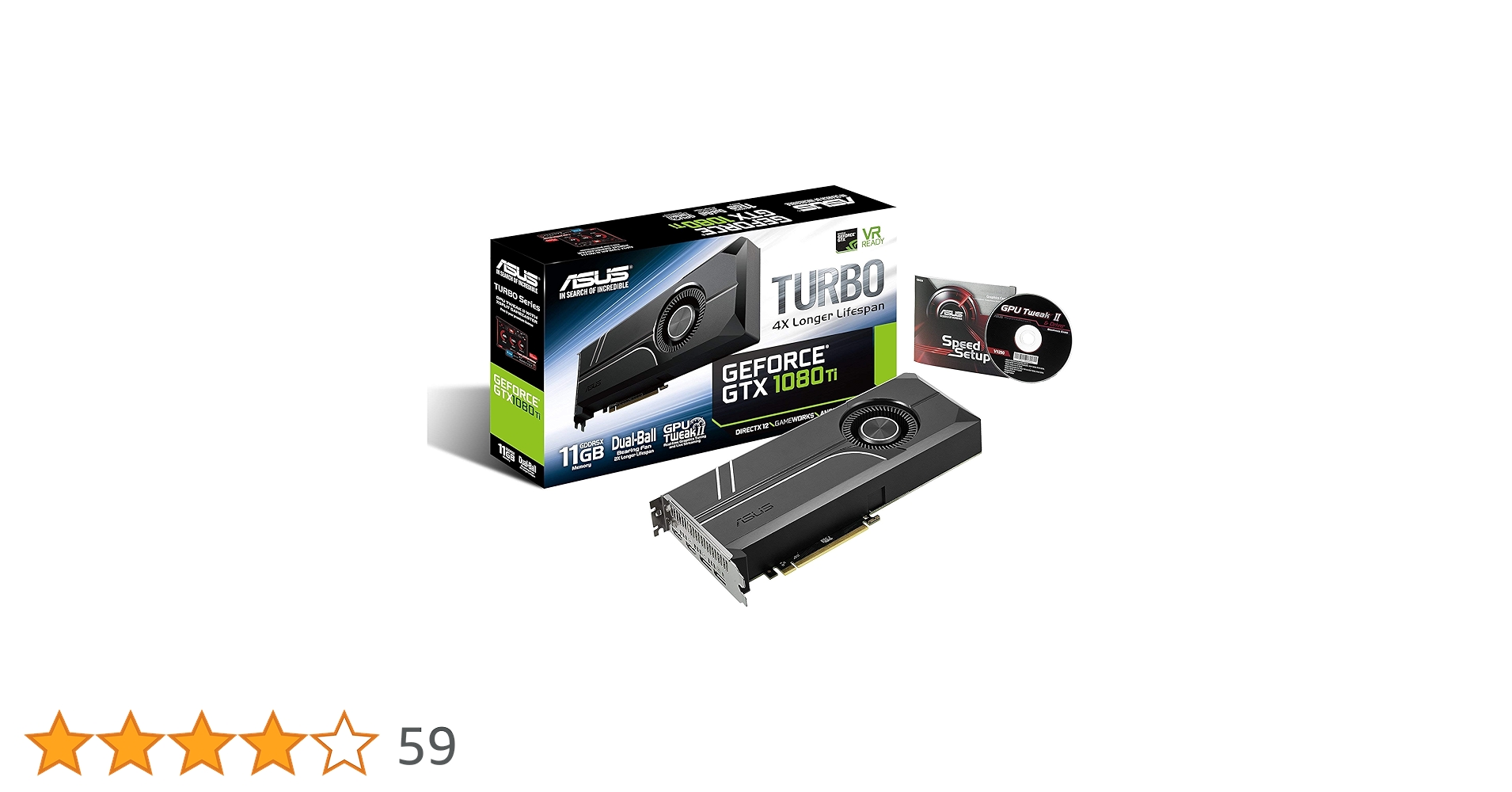グラフィックボード・グラボ・ビデオカード ASUS TURBO GTX1080TI 11G ASUS GeForce GTX 1080 TI 11GB Turbo Edition VR Ready 5K HD