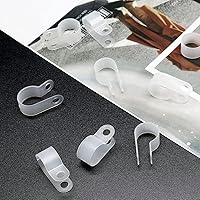 Vista 6 de 120 abrazaderas de cable tipo R de 1/2 pulgada, clips de cable de alambre de nailon con tornillos M4, clips de sujeción de cable de montaje de Blanco