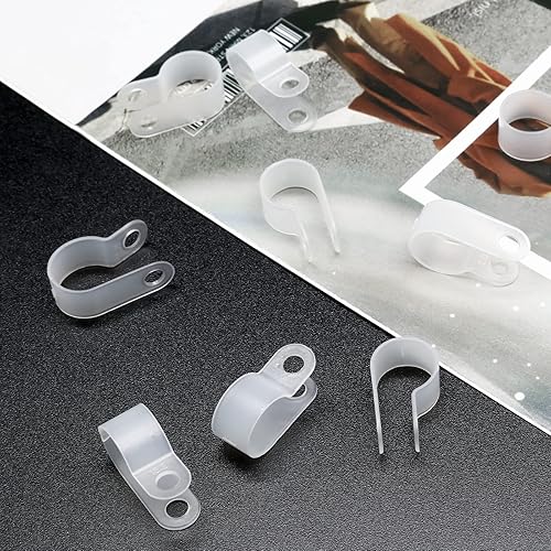 Miniatura 6 de 120 abrazaderas de cable tipo R de 12 pulgada, clips de cable de alambre de nailon con tornillos M4, clips de sujeción de cable de montaje de