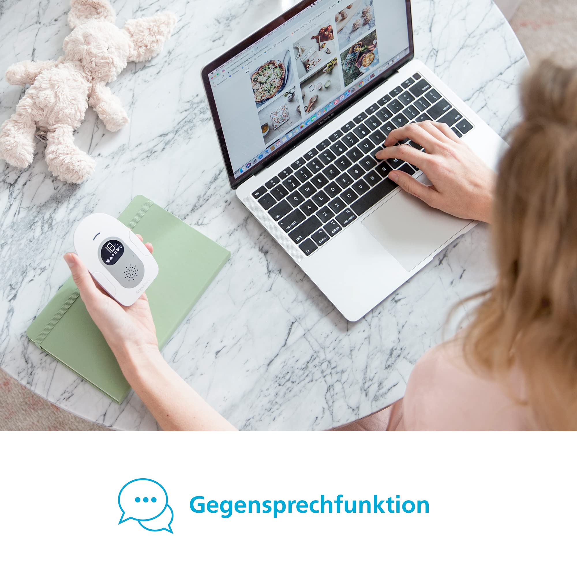 Angelcare SmartSensor Pro 2, monitoraggio 2 in 1: audio + movimento con sensori wireless, visualizzazione della temperatura ambiente