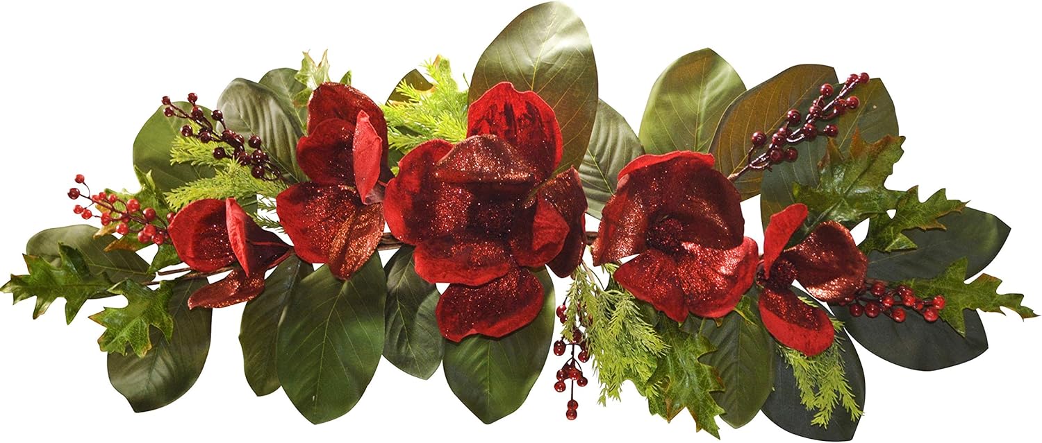 36" Christmas Red Magnolia Swag