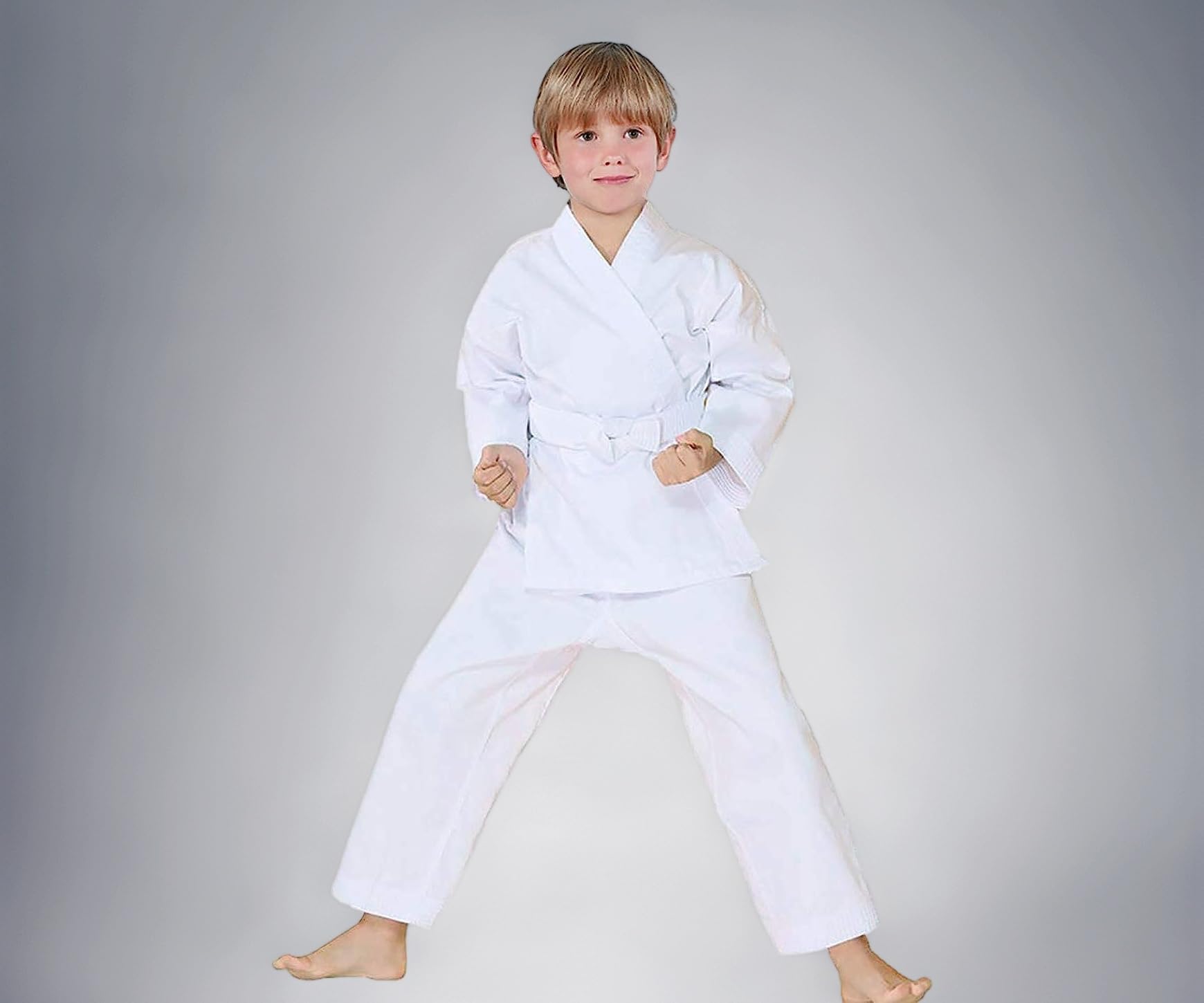 Karate Uniform for Kids, Teens, and Adults - White Karate Gi with White Belt