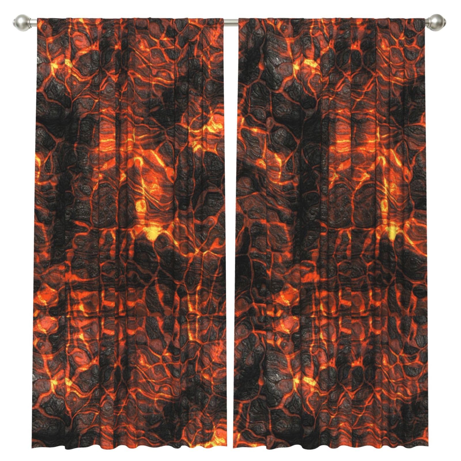 InOmak Volcano Lava, 2 Panels Window Curtains 52 x 84 Inch Blackout Curtains for Living Room Bedroom