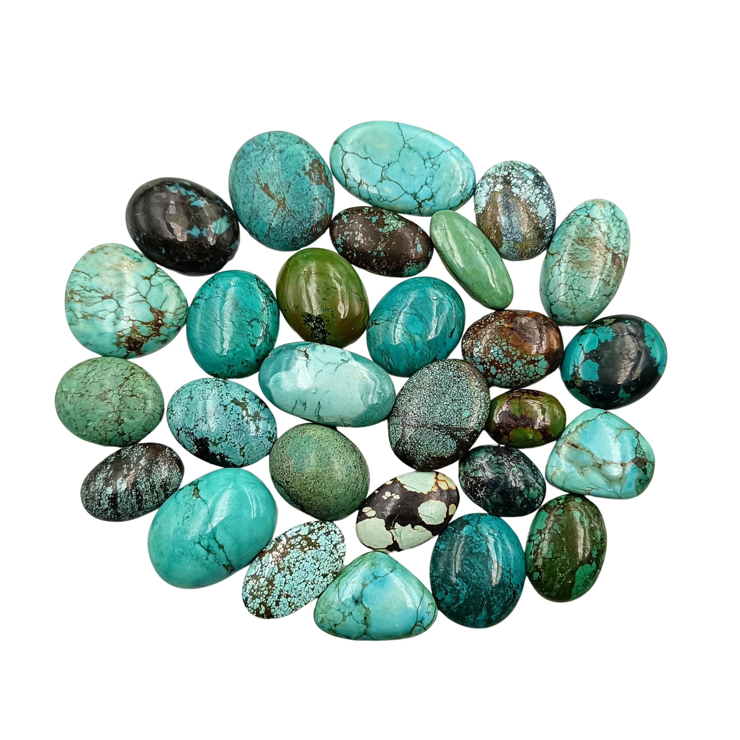 SGM Shop™ Natural Tibetan Turquoise Cabochon Loose Gemstone Flat Back Mix A+ Quality For Jewelry Making, Crafts & DIY, Wedding Gift, Healing Chakra, Wire Wrapping Crystals-2 Pcs