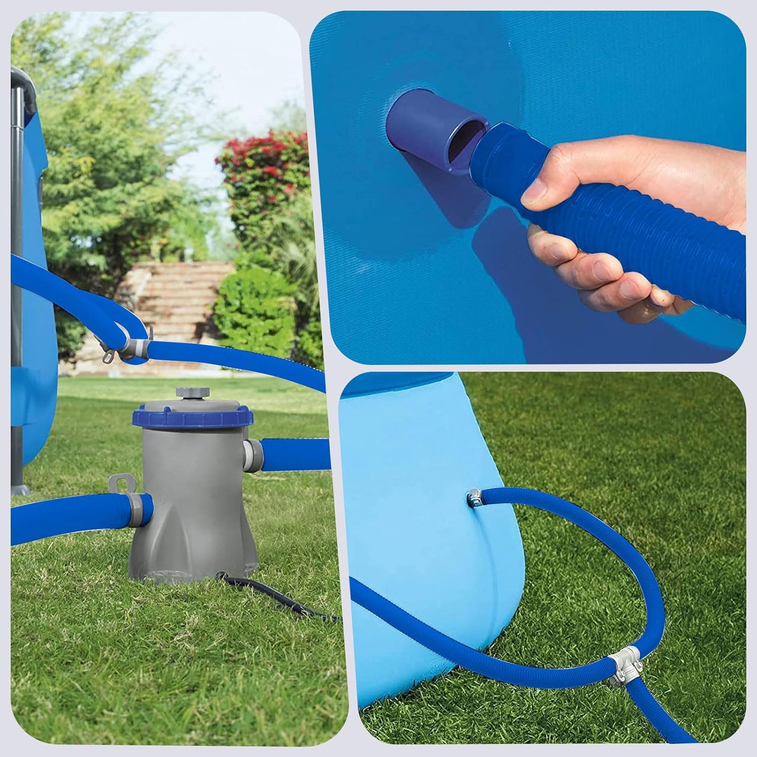 Manguera Flexible para Piscina de 32 mm, Manguera de conexión de Filtro de Piscina Duradera y Flexible, Manguera de Bomba de Agua con Cloro Resistente a los Rayos UV