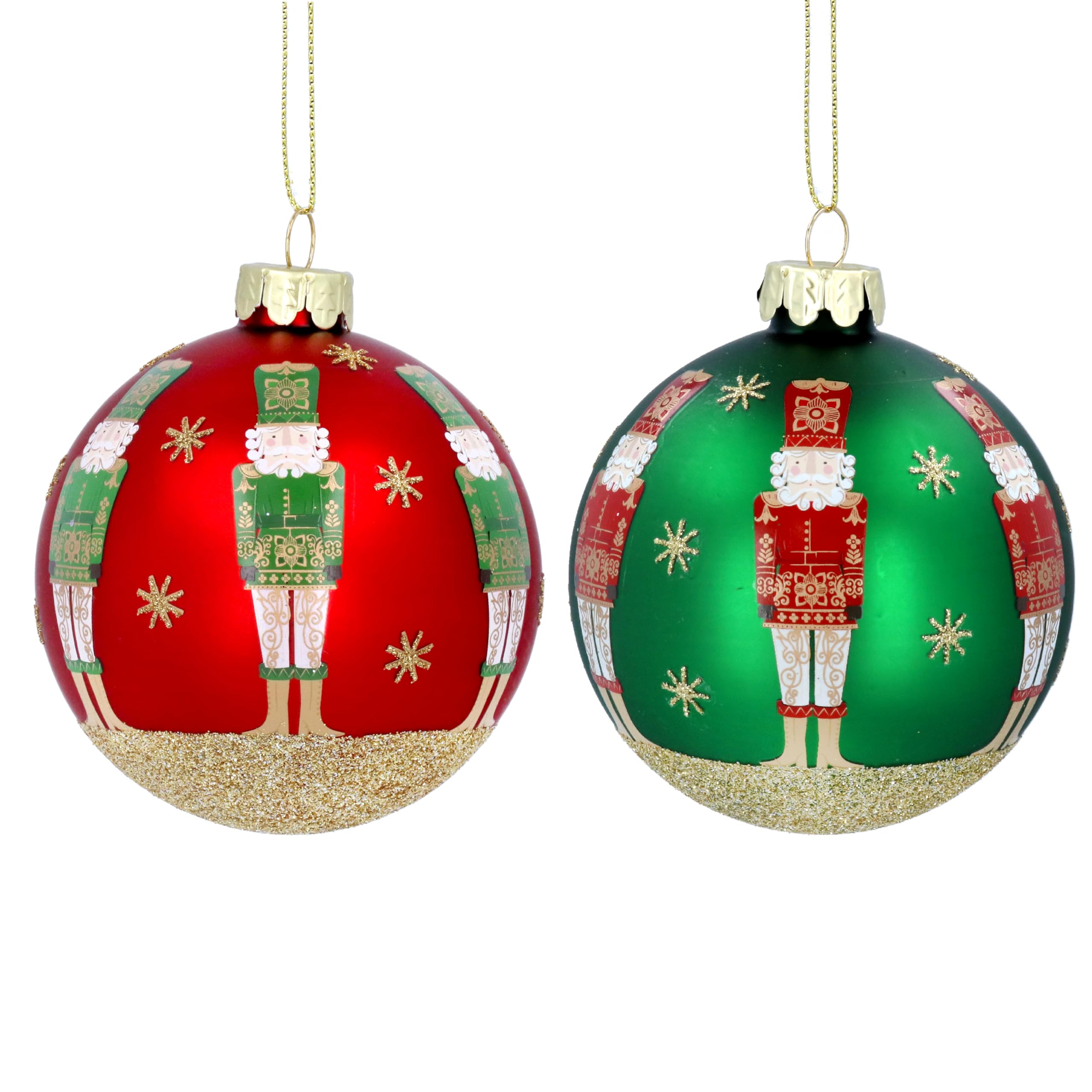 Gisela Graham Pink Glass Nutcracker Baubles - Set Of Two