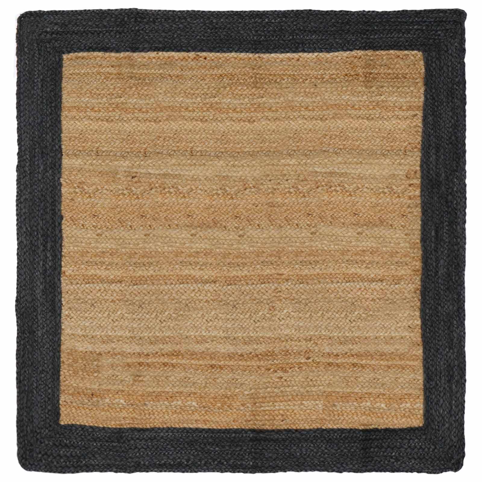 Tapis en jute fait main gris foncé 160x160 cm, l'élégance naturelle d'un salon carré chic