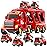 TEMI Fire Trucks Boy Toys for Toddlers 3-5 Year Old - Firetruck Toys for Kids 3 4 5 6 7, Transport Vehicle Carrier Set, Birthdays Gifts for Kids Girls Aged 4-6