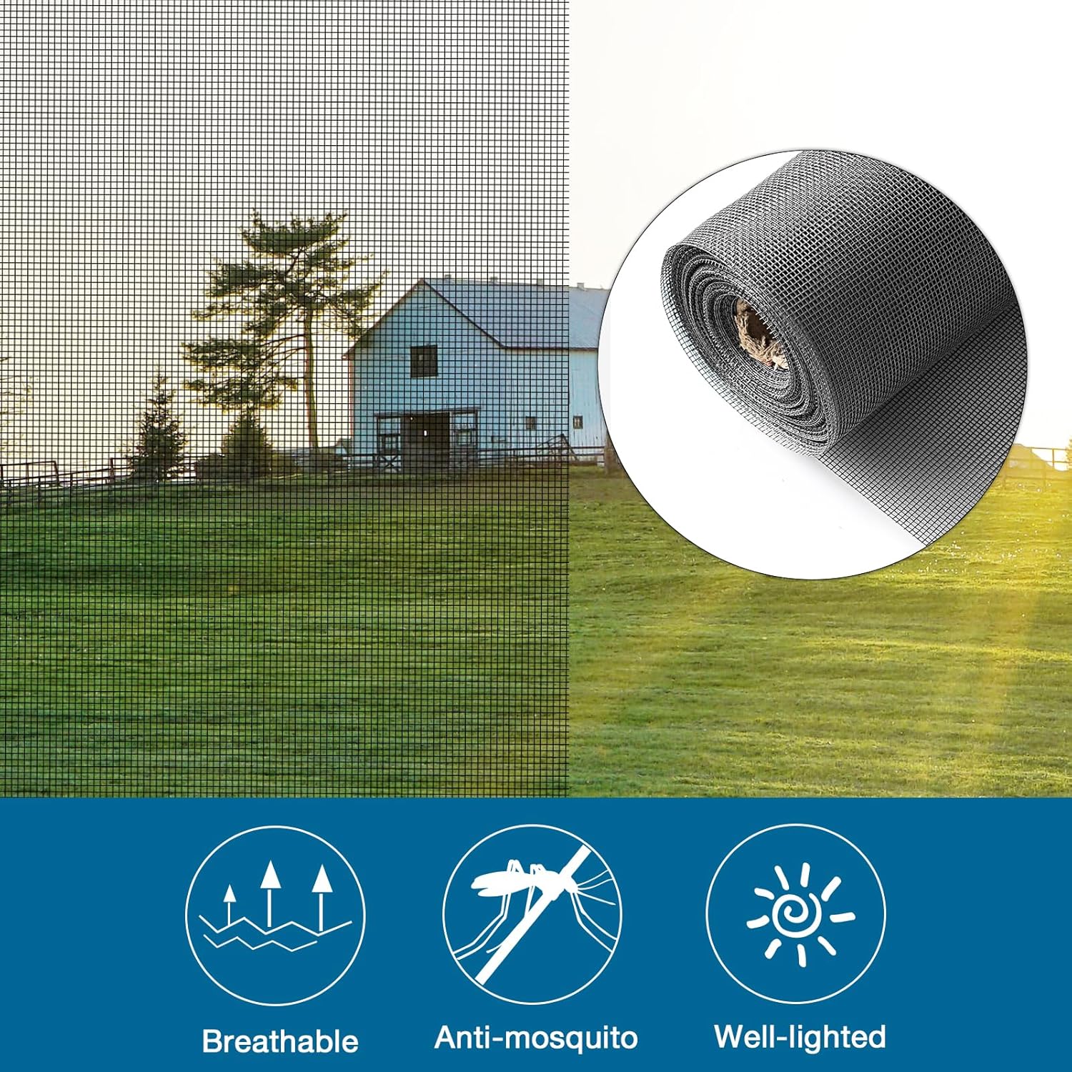 48" x 118" Black Fiberglass Window and Door Screen Mesh