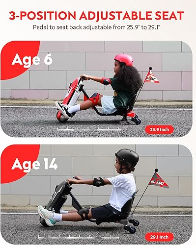 Miniatura 7 de Carrito de deriva, Go Kart eléctrico de 12 V para niños de 6 a 12 años, giro de 360 con música, Bluetooth, 3 asientos ajustables, antivuelco, máximo