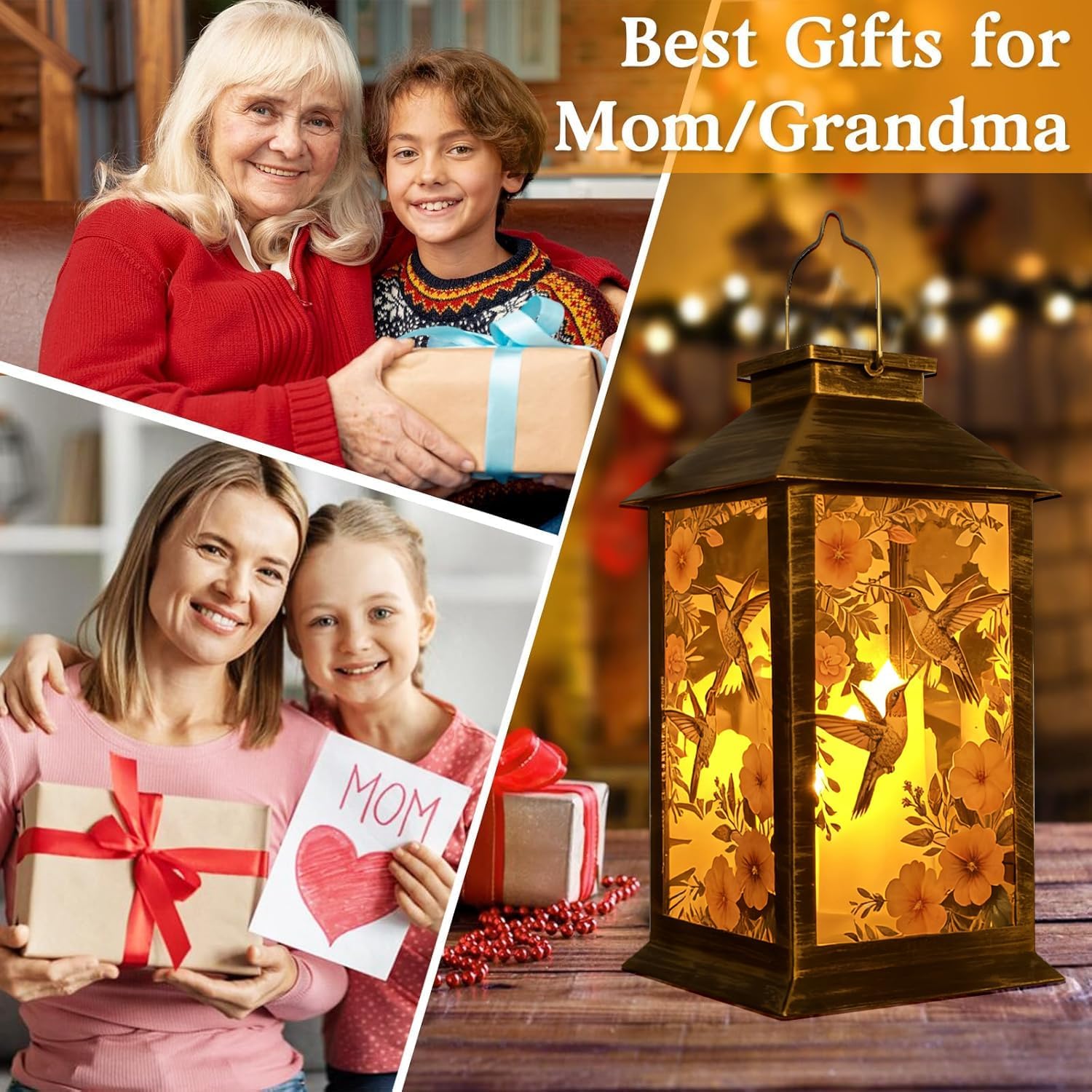 Solar Outdoor Lantern Garden Hanging Waterproof Lanterns PVC 3 LED Flickering Flameless Candle Decorative Lights for Table,Outdoor，Mothers Day Halloween Gifts (Hummingbird)