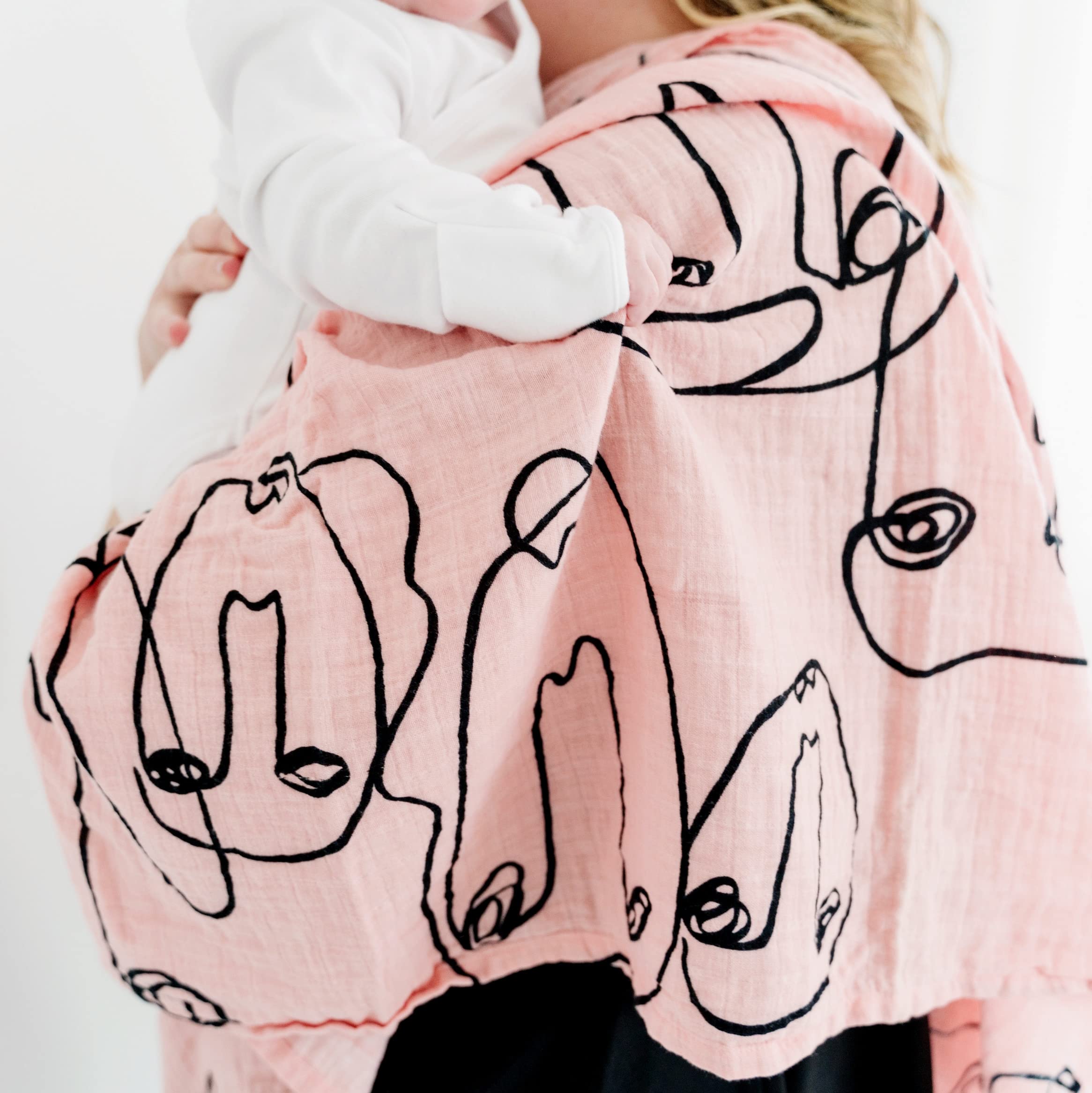 Goobie Baby Unisex Muslin Swaddle Blanket - 47x47 Inches, 100% Organic Cotton, 1 Pack Blush