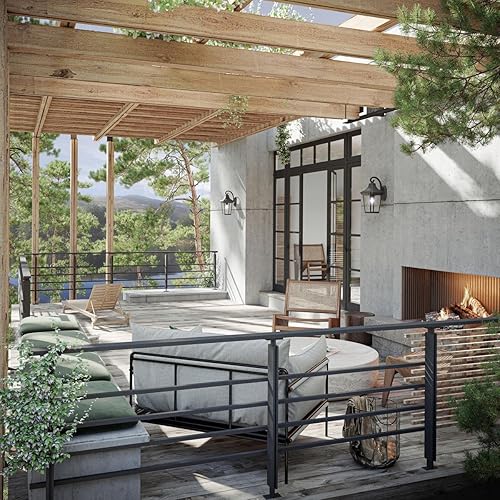 Miniatura 4 de Progress Lighting Marquette Collection - Farol tradicional de pared mediana para exteriores, cristal transparente, con textura de color negro