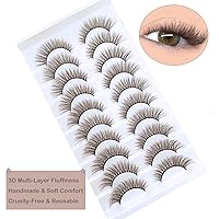 Vista 7 de Pestañas marrones de aspecto natural, pestañas marrones, 10 pares de pestañas postizas MUQIU37 de visón 3D, volumen dramático, pestañas cruzadas