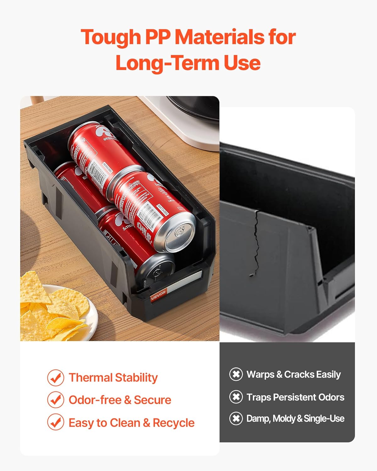 VEVOR Plastic Stackable Storage Bins, 10.9 x 5.5 x 5.1 inch (8 Pack), Plastic Containers for Organizing and Storage Bins for Closet, Garage, Small Parts, Office Supplies and Other Accessories, Black - Image 3