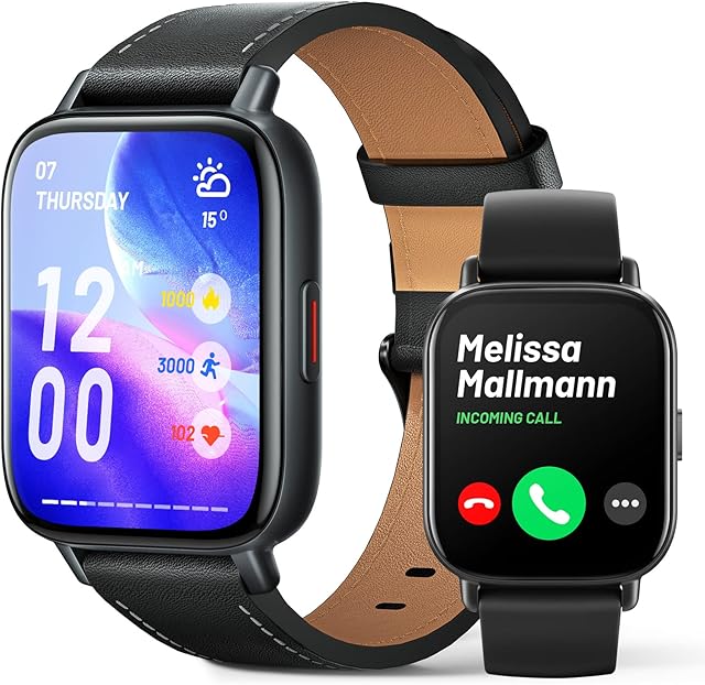 FMK Smartwatch with Calls, Android iOS Smart Watch with Message Reminder Fitness Tracker Heart Rate Monitor Music Control, 1.7 "HD Touchscreen IP68 Waterproof Sports Watch for Women Men
