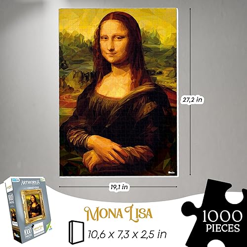 Miniatura 4 de RONDA Paquete de 2 rompecabezas artísticos, incluye 1000 piezas de diseños de Mona Lisa y Noche Estrellada, y colores vibrantes, perfecto para