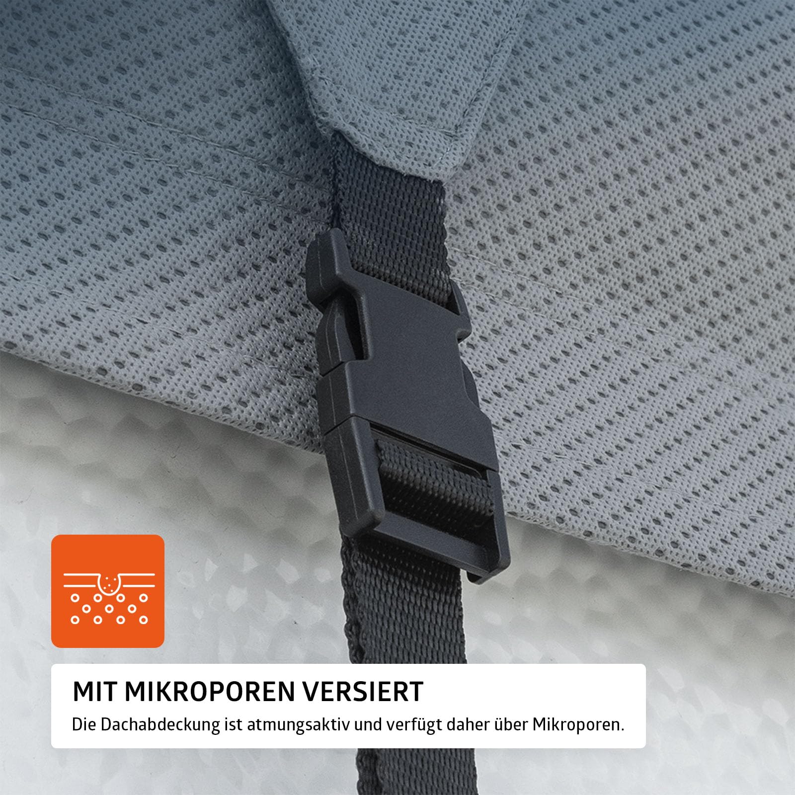 Campout Wohnwagen und Wohnmobil Dachschutzplane – 7.5 x 3 m – Abdeckplane – Wohnmobilabdeckungen – Dachplane – Caravanabdeckung – Atmungsaktives 3-lagiges SFS-Vlies PP, 160 g/m² – Grau