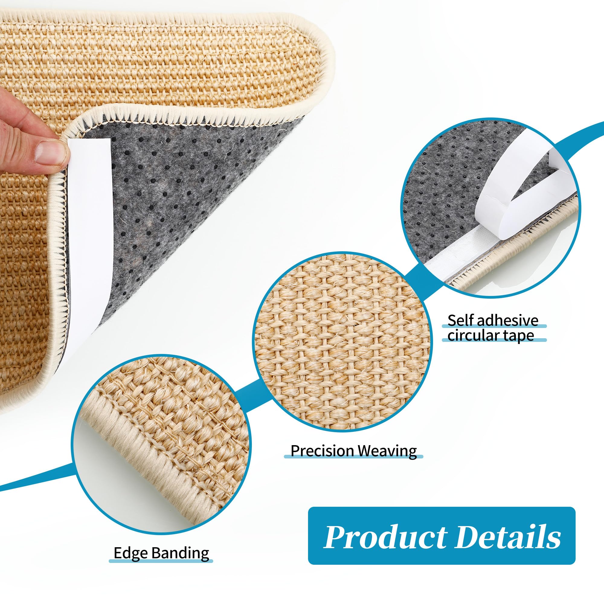 3-Piece Cat Scratching Mat Set, Robust and Durable, Cat Sisal Scratching Boards, 50 x 25 cm, Cat Scratching Board - Image 2