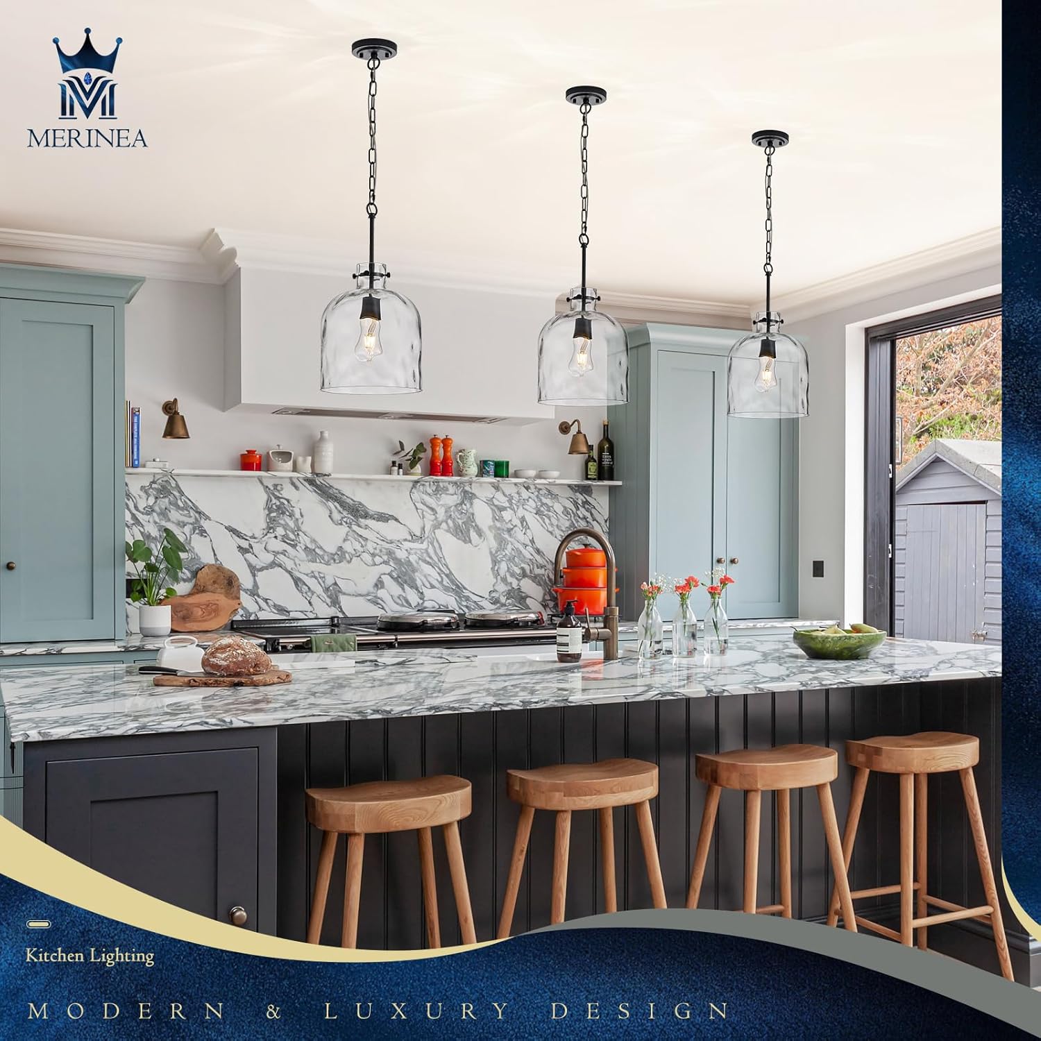 Modern Black Glass Pendant Light – 10-Inch Wide Single Dome Light Fixture, 1-Light E26 Ceiling Hanging Lamp for Kitchen Island, Dining Room, Hallway