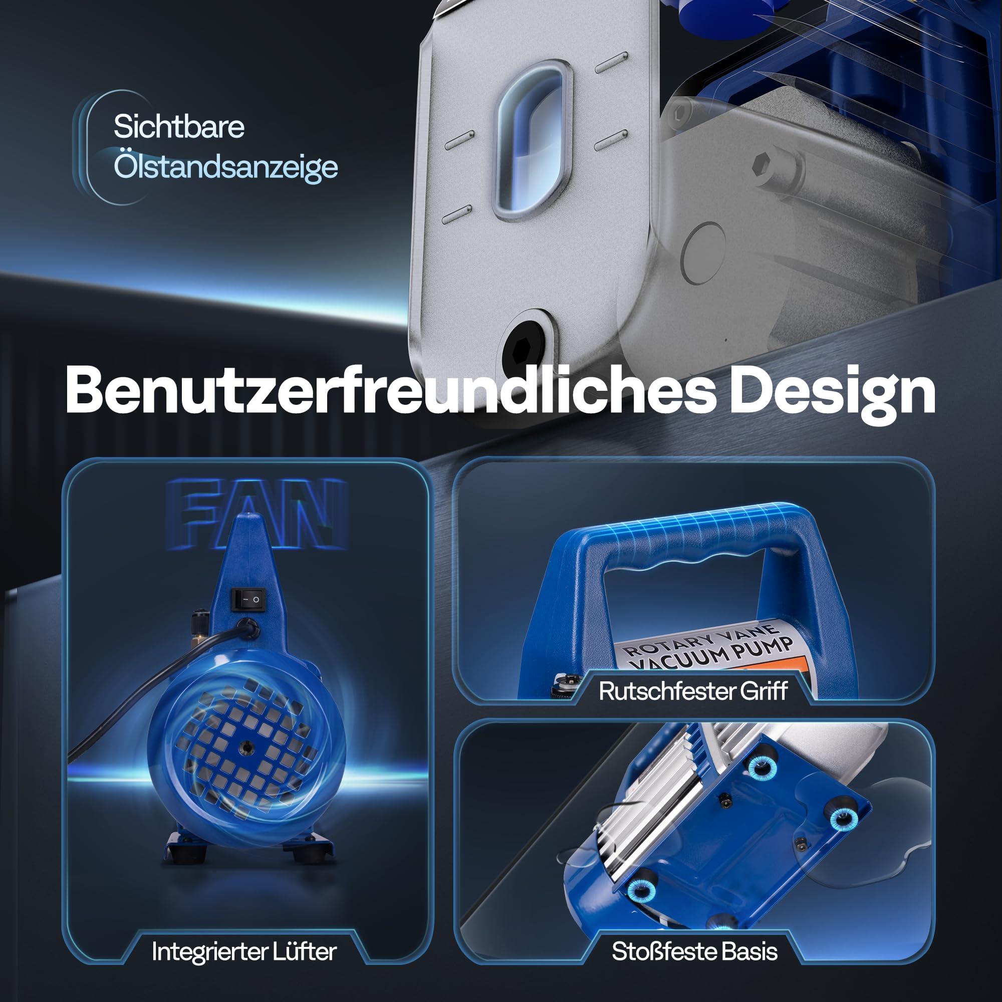 VIVOHOME 3,5CFM Einstufige Vakuumpumpe Set mit Ölflasche für Klimaanlage HVAC Kfz Kühlsystem R12 R22 R134a R410a R502