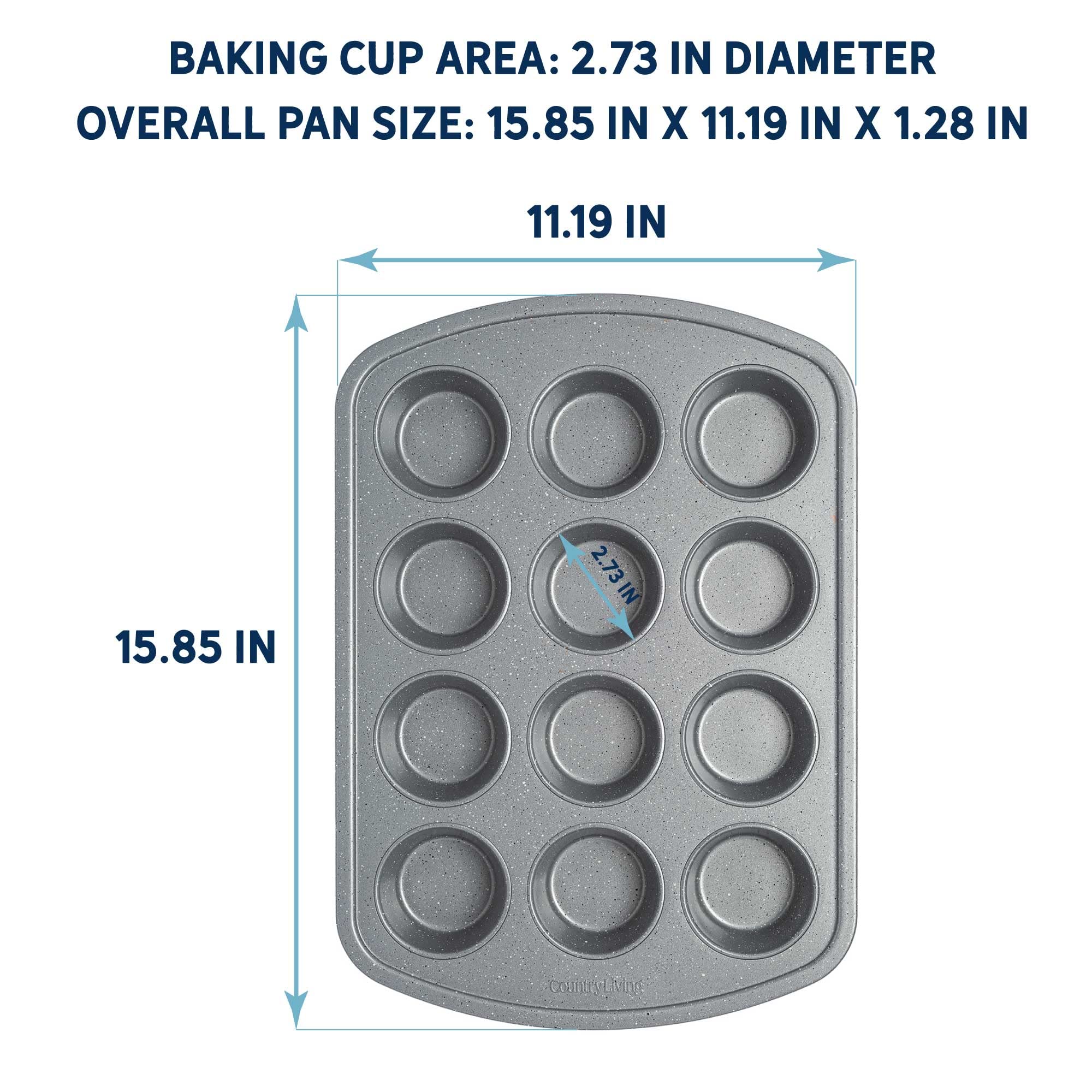 Country Living Antihaft-Muffinform, robuster Karbonstahl mit Schnellverschluss-Beschichtung, hergestellt ohne PFOA, spülmaschinenfest, 2er-Pack, Backformen-Set, 12 Tassen, grau gesprenkelt