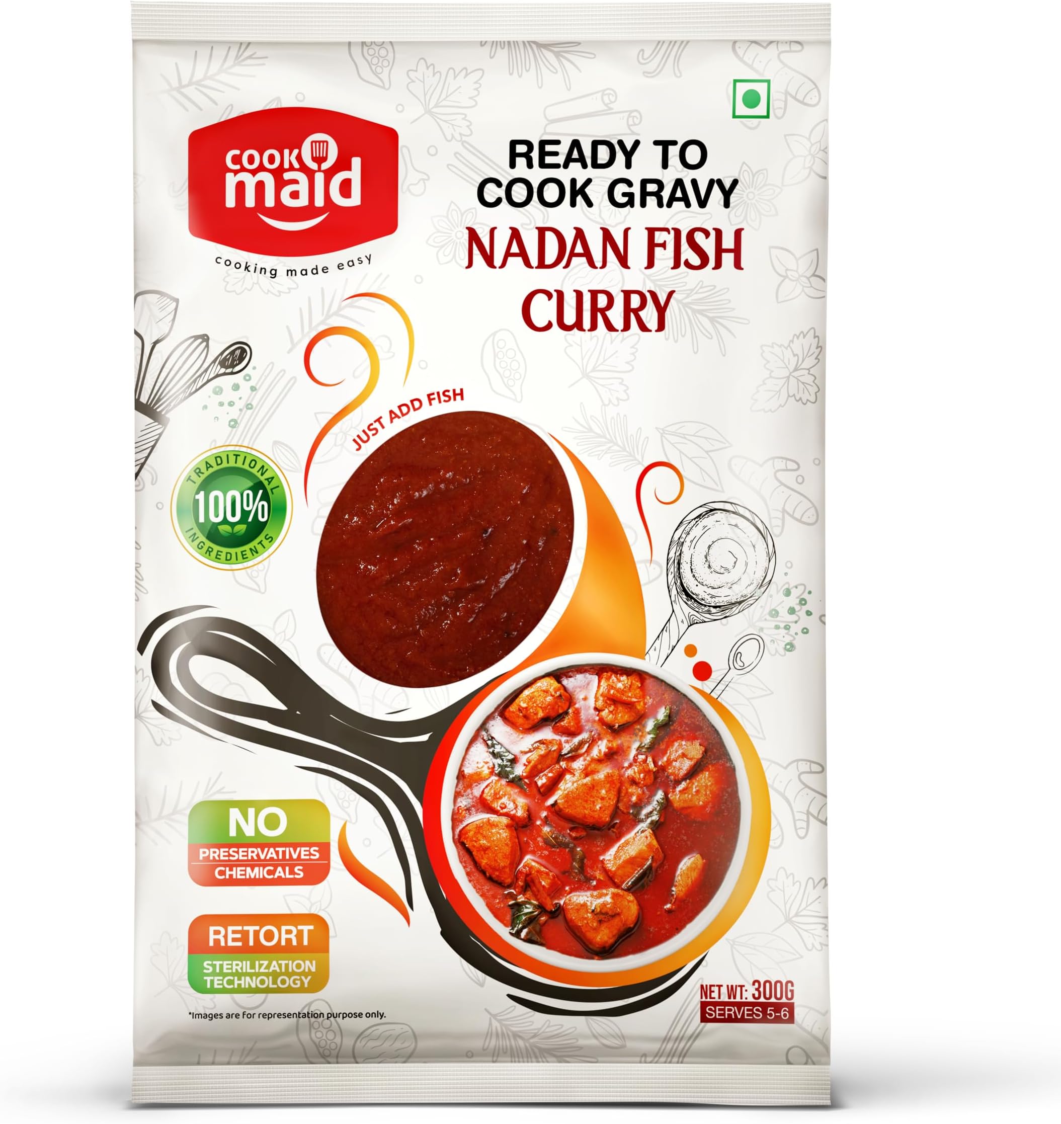 Nadan Fish Curry | Ready To Cook Gravy | Just Add Fresh Fish | Kerala Fish Curry | Pure Vegetarian Base | Fish Masala Curry Paste | Instant & Easy to Make | No Food Additives Added | No Preservatives | Ready Fish Masala | Serves 5-6 | 300g