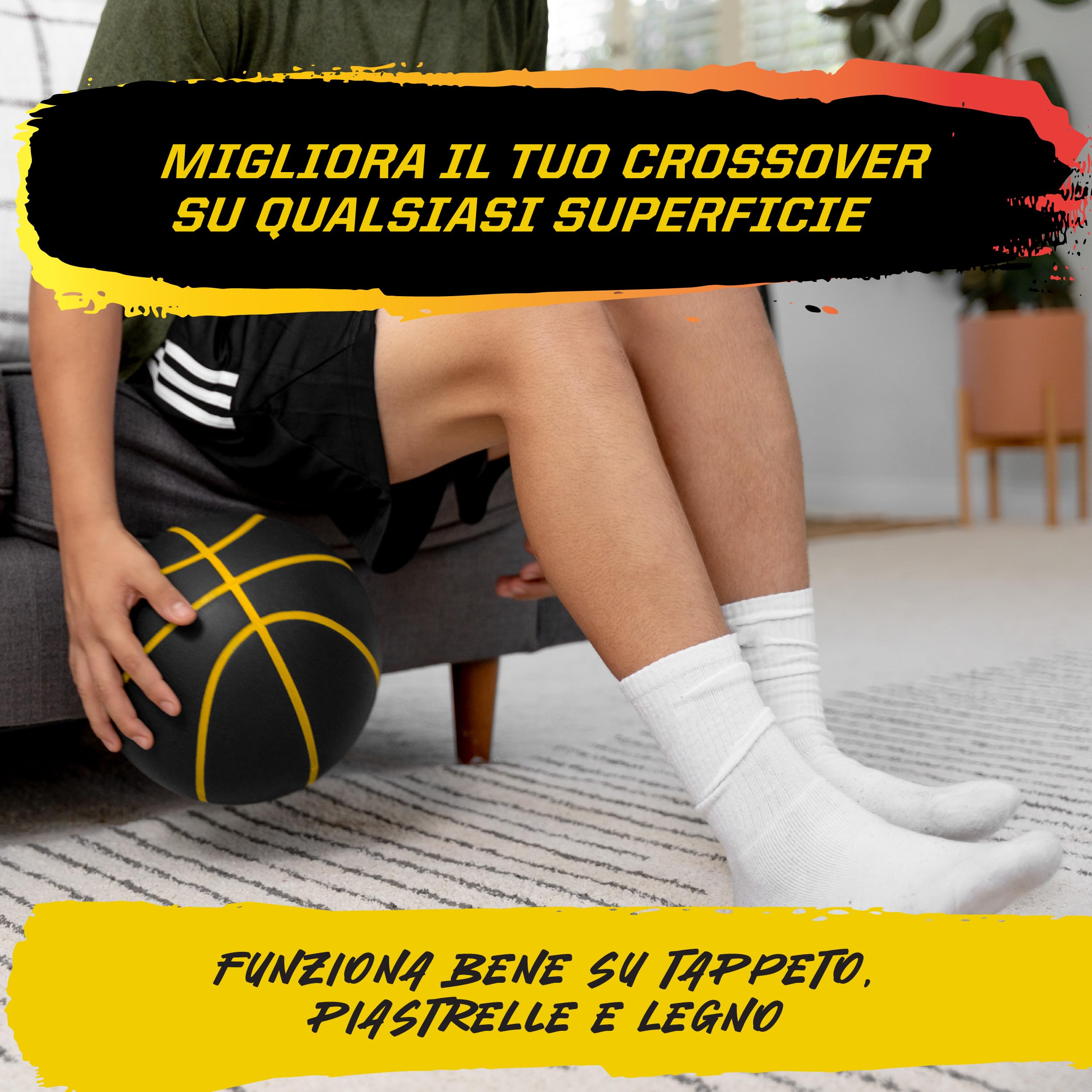 SKLZ Bashhhketball Pro Silent Basketball – Allenamento Indoor Silenzioso, Palla In Foam Con Rimbalzo Realistico, Ideale Per Casa Su Tappeto, Piastrelle E Legno, 75 Cm, Nero