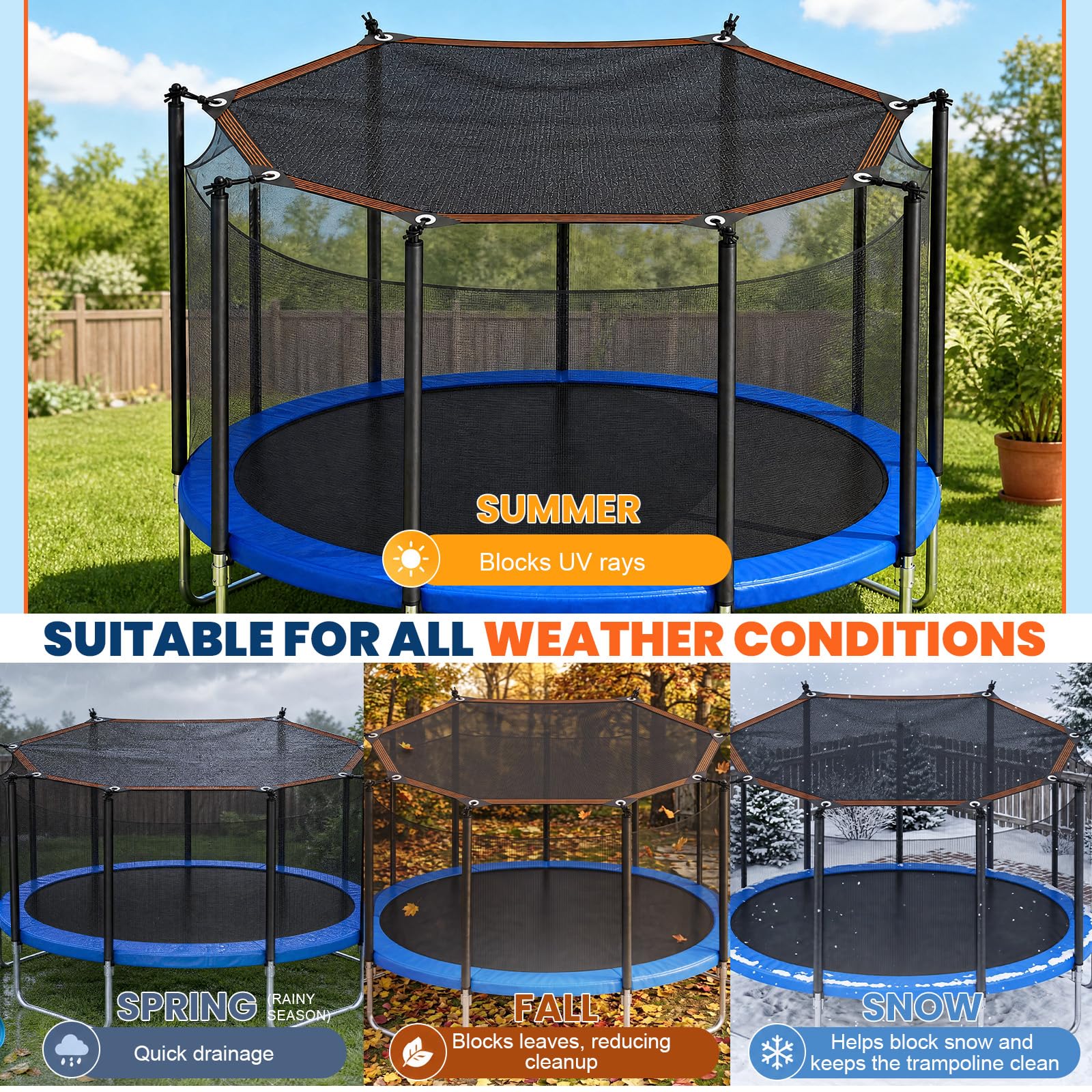 Protection solaire pour trampoline - 366 cm - Protection solaire - Tente de