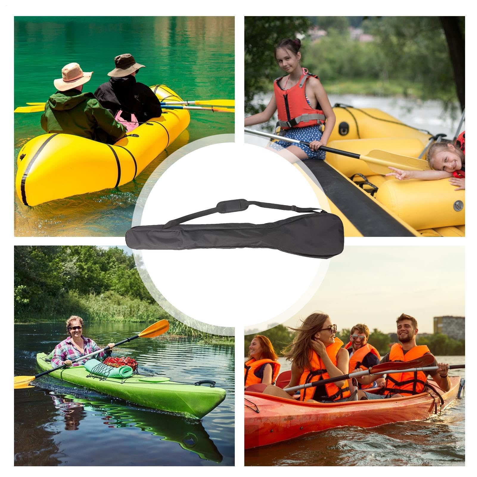 Borsa portaoggetti per kayak, in tessuto Oxford, 130 x 25 x 7 cm, borsa per pagaie a doppia testa, impermeabile, a tre sezioni, tracolla regolabile per sport