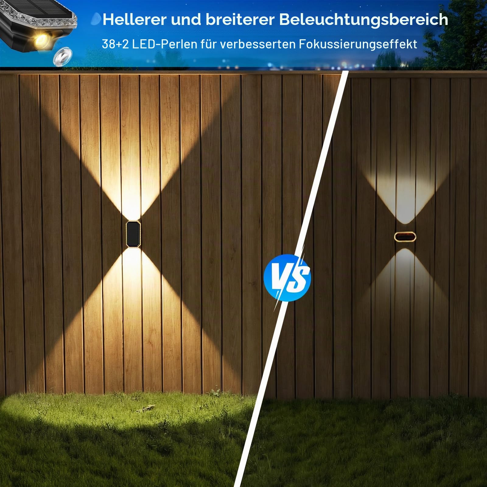 Solar Wandleuchte Aussen, 3 Farbtemperatur Solarlampen für Außen IP65 Wasserdicht Solar Aussenleuchte 1200mAH Akku Wandleuchte, Solarleuchten für Aussen Garten, Zaun, Balkon Deko (8 Stück)