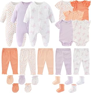 Newborn Baby Girl Boy Clothes Cotton Ribbed Mix Layette Gift Set