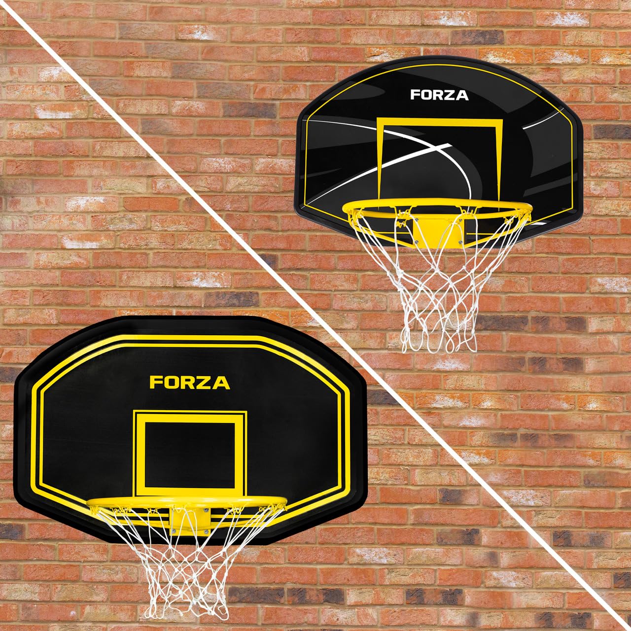 FORZA Tablica do koszykówki i obręcz - montowana na ścianie | 2 x rozmiary - mini i standardowa | trening wewnątrz i na zewnątrz (mini (71 cm x 45 cm) - obręcz 40 cm