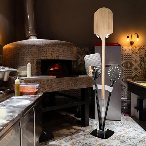 Miniatura 4 de Rejilla de acero inoxidable para pizza con base de metal resistente, altura total 70 pulgadas, soporte de una cara para horno de pizza, accesorios