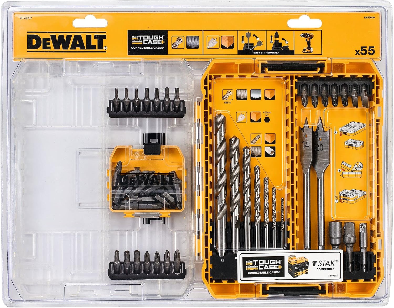 DEWALT 55PC HSS-G Drill Drive Set, Yellow/black, Variety pack - Image 3