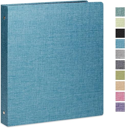 Cherrich Carpeta de 3 anillos de 1 pulgada para papel de 8.5 x 11 pulgadas, carpeta planificador con tapa dura de lino y 2 bolsillos interiores de