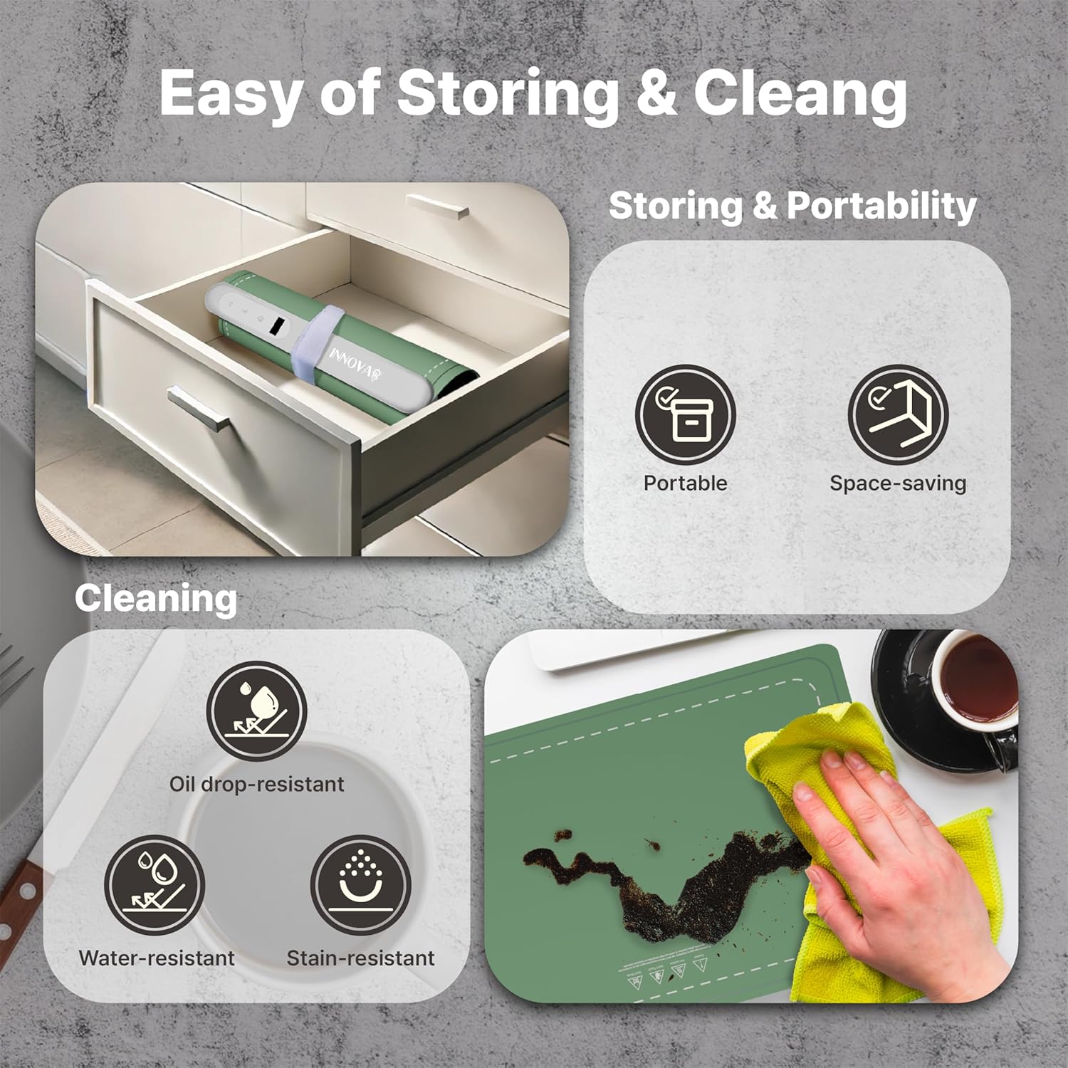 [Latest] Graphene Electric Food Warming Mat – 6 Temperature Settings, High Heat, Portable Silicone Heating Mat. Tabletop Food Warmer for Thanksgiving, Potlucks & Buffets. (Pistachio Green, Large)