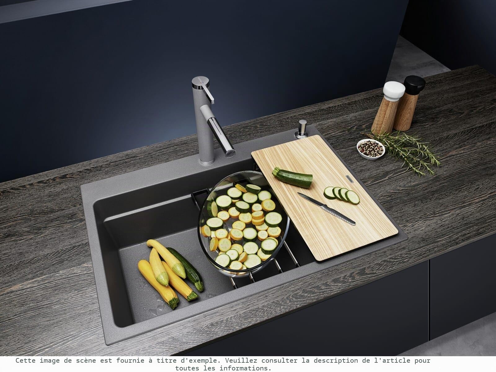 BLANCO ETAGON 8 – Évier de Cuisine en Granit pour Meubles Bas de 80 cm de Large – SILGRANIT – Gris – 525177