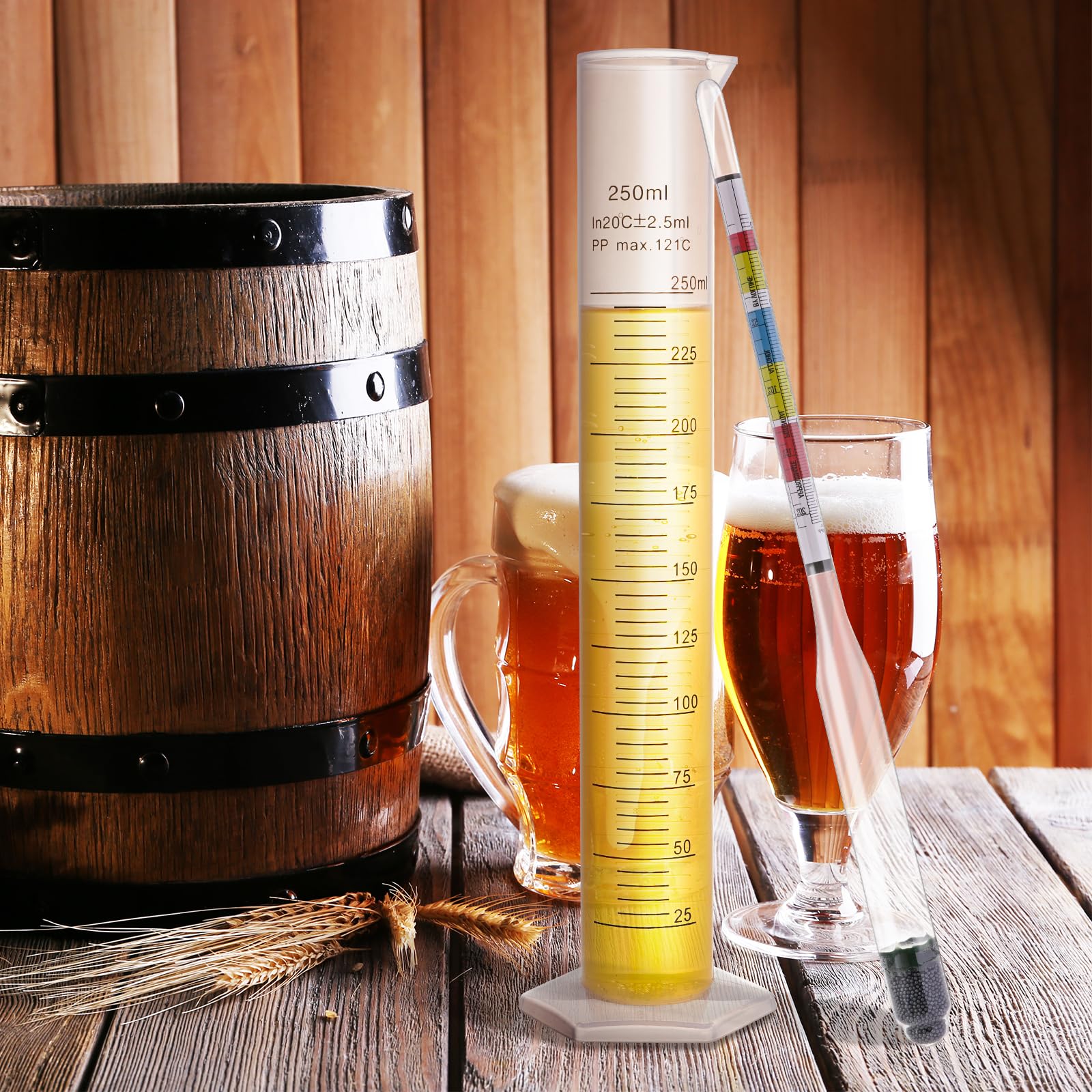 Hidrómetro Mead Wine Beer Brewing Ale Making Kombucha Kit,Alcohol Tester Accessories Moonshine Still Kit completo para equipo de prueba en el hogar Probador de gravedad específica Abv