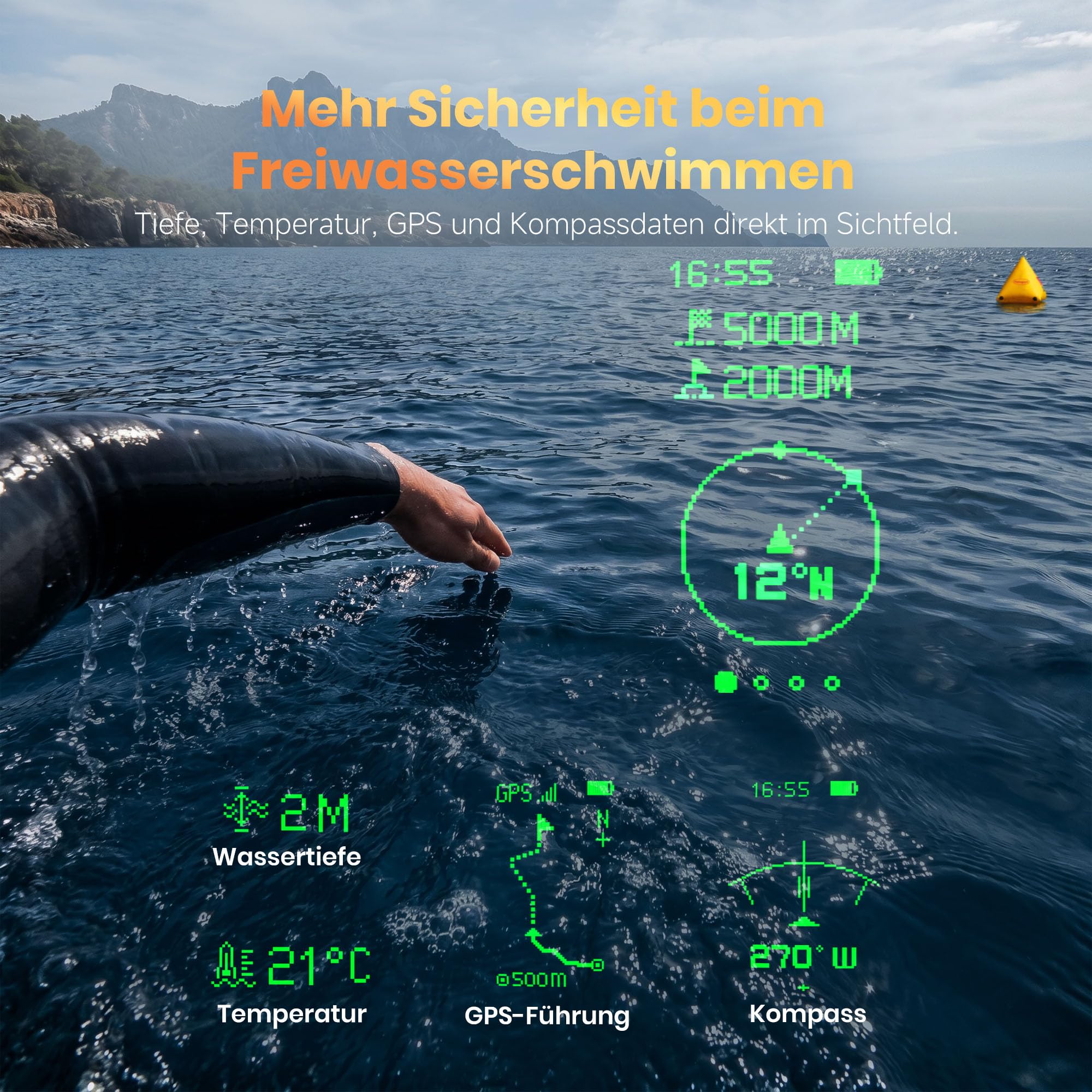 Holoswim Intelligente Schwimmbrille, 3 Profi-Schwimmbrillen, AR-Brille für Echtzeit-Anzeige