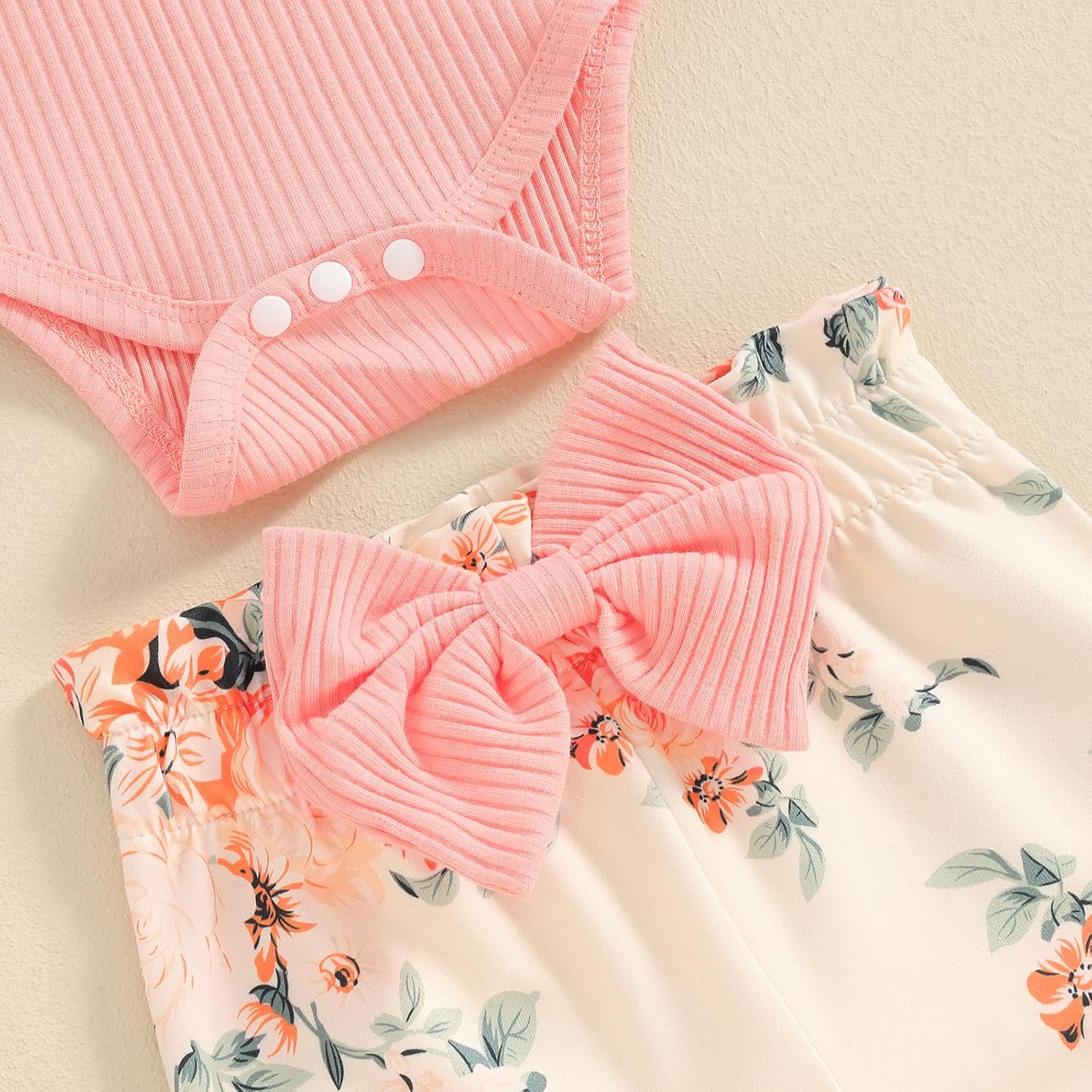 Hello World Newborn Outfit Baby Girl Going Home Outfit Ruffle Ribbed Romper Top Floral Pants Set Cute Summer Clothes image 4