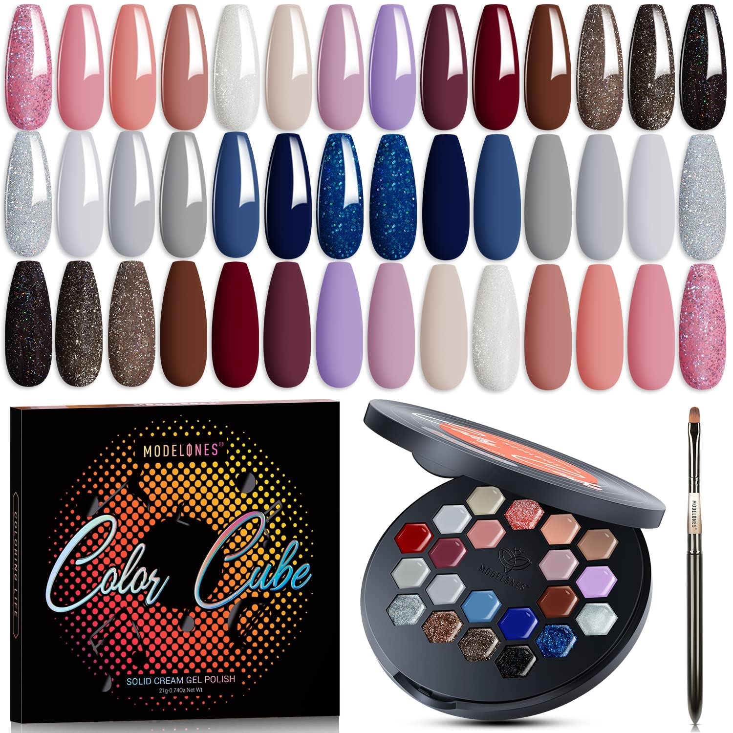 modelones gel nail polish set from belle gaga 21 colors solid gelpolish pudding gel w/pro nail art brush upgraded creame manicure palette soak off led nail art kit salon diy (b101080043a)