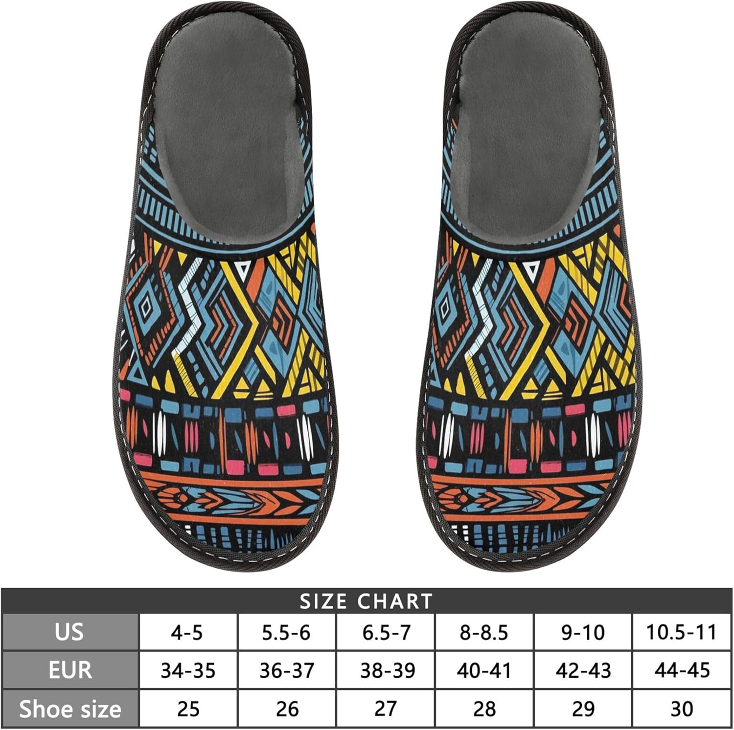 Retro Chevron Boho House Slippers – Cozy Fuzzy Slippers for Guests, Washable & Disposable, Perfect for Shoeless Home, Spa & Hotel Use A110315