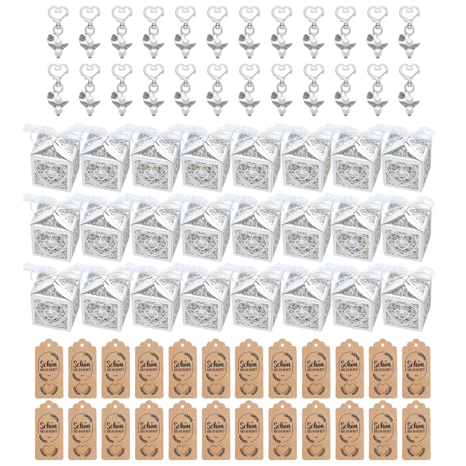 Tsophreniq Eye Catching Wedding Favor Wing Keychains with Thanks Card and Sheer Bags for Baby Showers and Party Gifts Birthday Return Gifts
