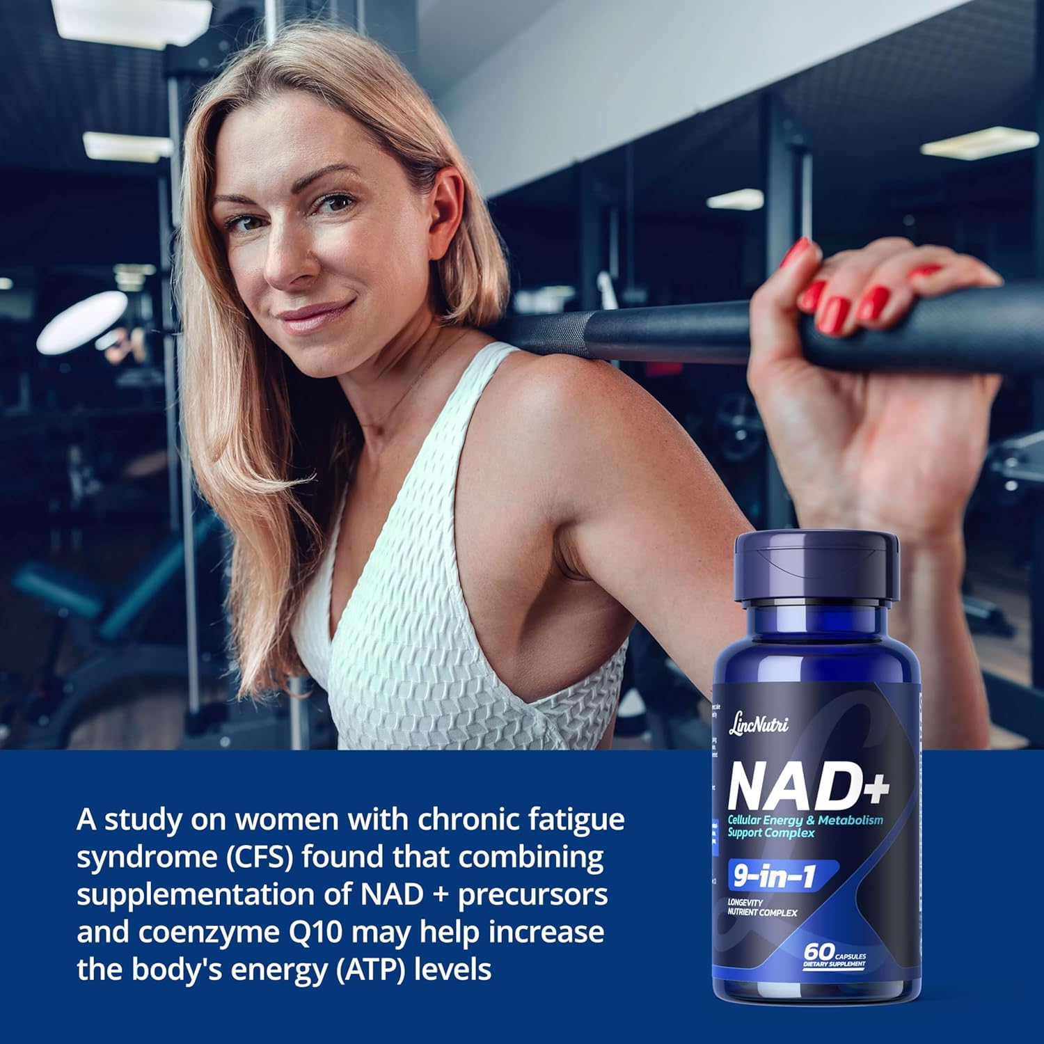NAD+ Supplements for Women NMN+NR Super Absorption, with BioPerine - Resveratrol - TMG - Green Tea - CoQ10 - Quercetin - PQQ, Deep Antioxidant Helps Promote Healthy Aging, 60 Capsules