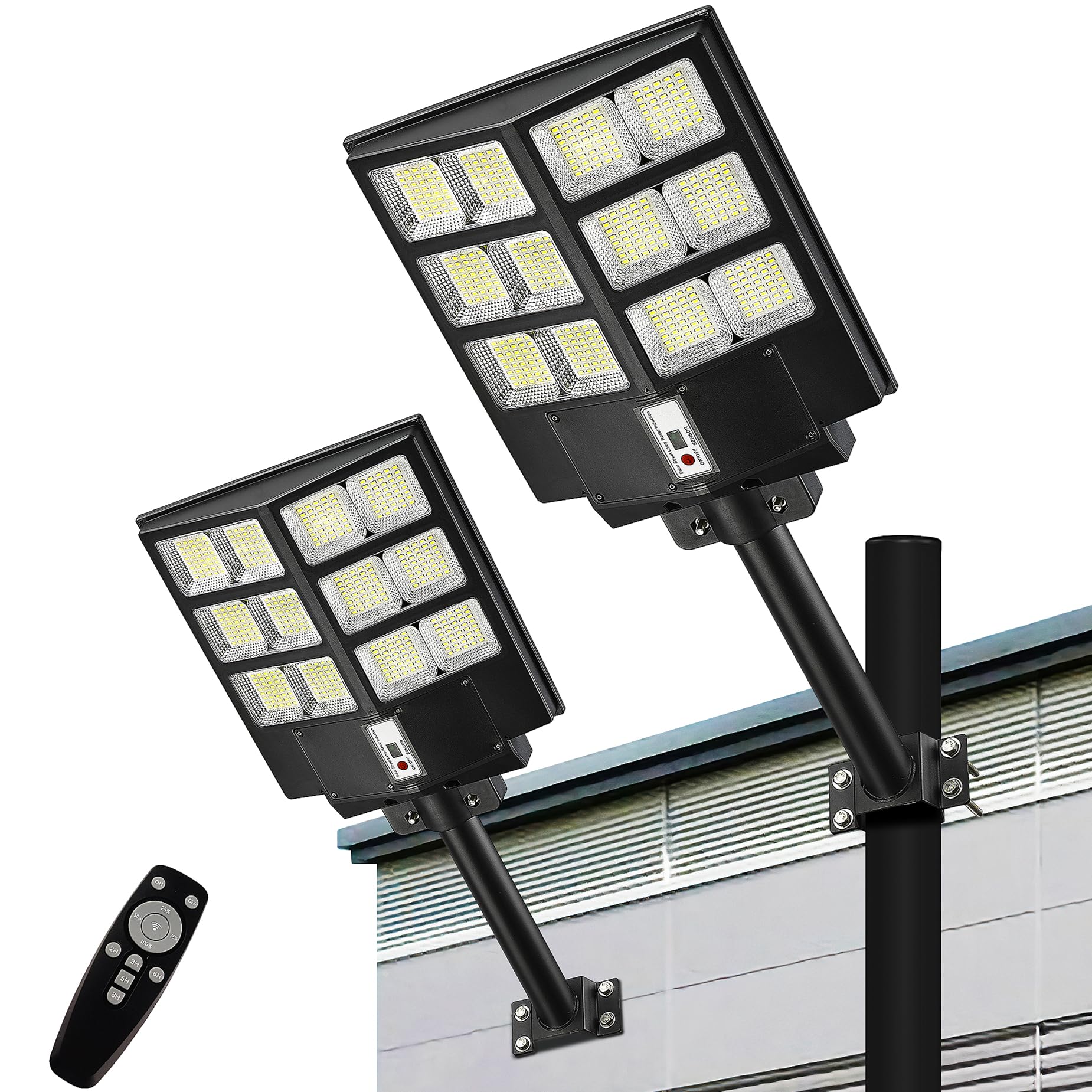 Lovus 2Pack 2000W Solar LED Street Lights, 200000LM Solar Powered Security Flood Lights Dusk to Dawn, Super Bright Commercial Solar Parking Lot Lights with Motion Sensor for Playground, ST800-086-2