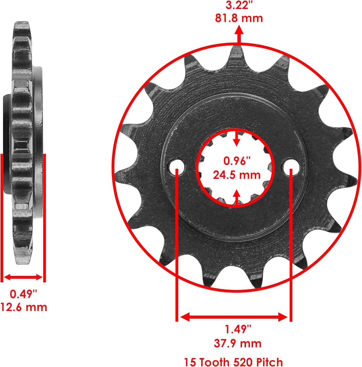 Caltric Red O-Ring Drive Chain and Sprocket Kit Compatible with Kawasaki KLR650 KL650A KL650E 1990-2016 Red