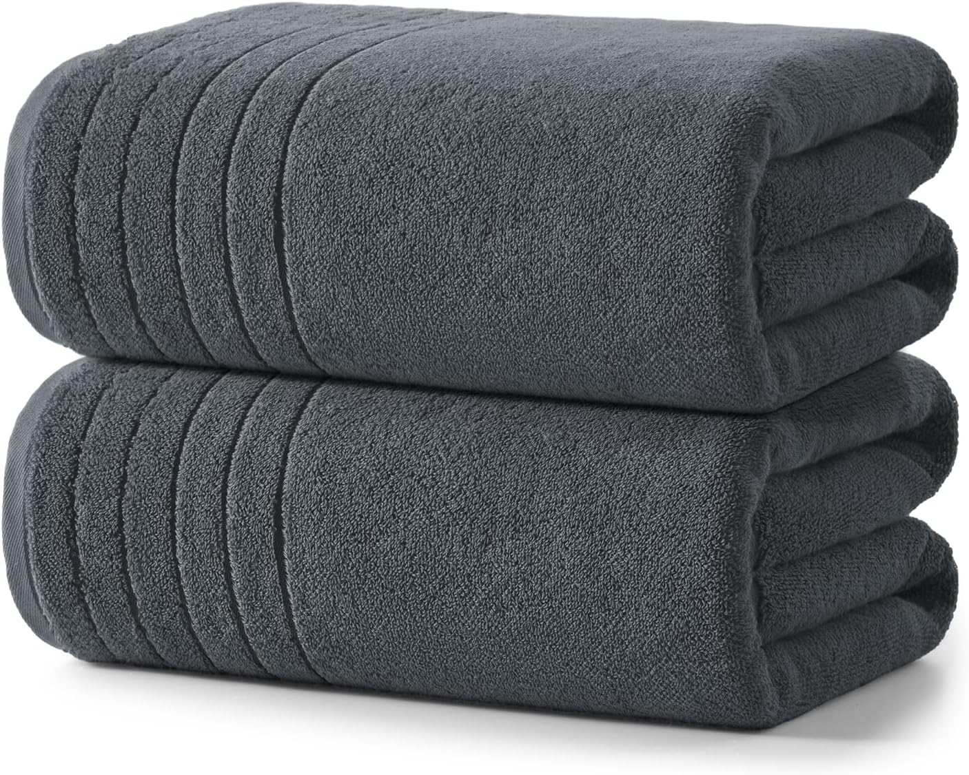REDKISS 2 Pack 100% Cotton Thick Extra Large Bath Towels 35 X 70 Inches, Quick Dry, Ultra Soft & Highly Absorbent Gray Bathroom Towel Sets for Bathroom, Gym, Spa, Pool & Hotel